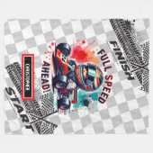 高速水色フォーミュラ1スポーツカーボーイブランケット フリースブランケット (正面(横))