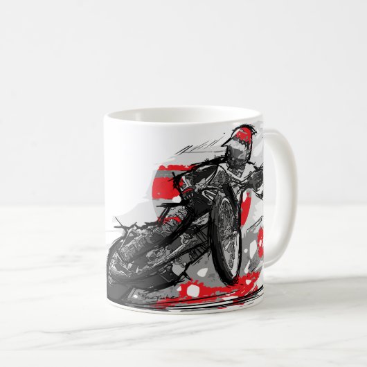 高速自動車道路平らなトラックオートバイのレーサー コーヒーマグカップ (正面右)