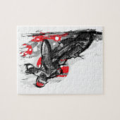 高速自動車道路平らなトラックオートバイのレーサー ジグソーパズル (横)