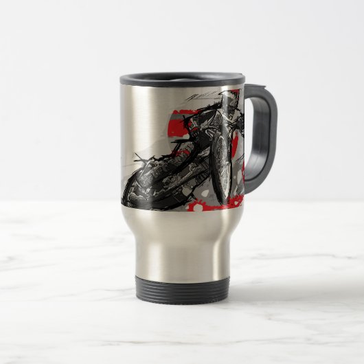 高速自動車道路平らなトラックオートバイのレーサー トラベルマグ (正面右)