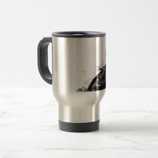 高速自動車道路平らなトラックオートバイのレーサー トラベルマグ (正面左)