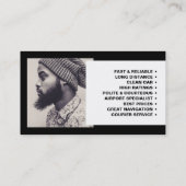 高速車のロゴ、写真、タクシー運転手、価格表 名刺 (裏面)