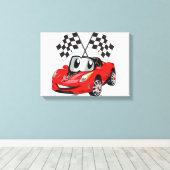 高速車の漫画のフラグレース – バックカラーを選択 キャンバスプリント (インサイチュ (ウッドフロア))