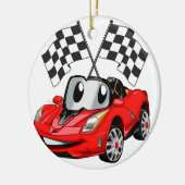高速車の漫画のフラグレース – バックカラーを選択 セラミックオーナメント (左)