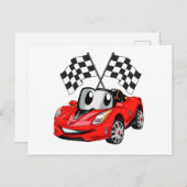 高速車の漫画のフラグレース – バックカラーを選択 ポストカード (正面/裏面)