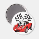 高速車の漫画のフラグレース – バックカラーを選択 マグネット (正面/裏面)