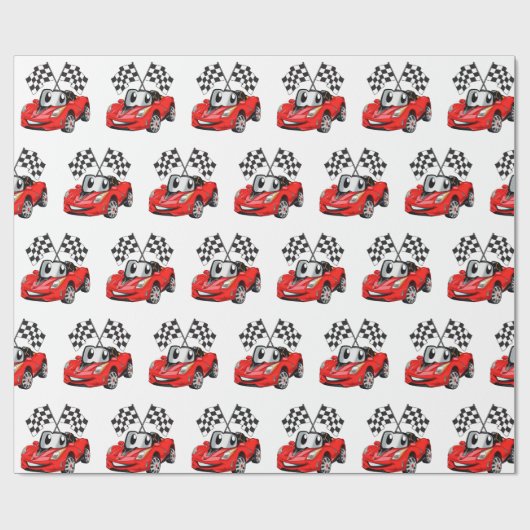 高速車の漫画のフラグレース – バックカラーを選択 ラッピングペーパー (フラット)