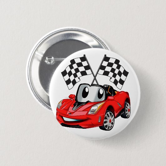 高速車の漫画のフラグレース – バックカラーを選択 缶バッジ (正面&裏面)