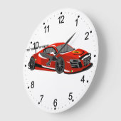 高速車の漫画 | Extreme race |背景色の選択 ラージ壁時計 (傾斜)