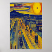 高速道路と都市 | AIアートポスター ポスター (正面)