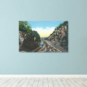 高速道路に面した列車の景色 キャンバスプリント (インサイチュ (ウッドフロア))