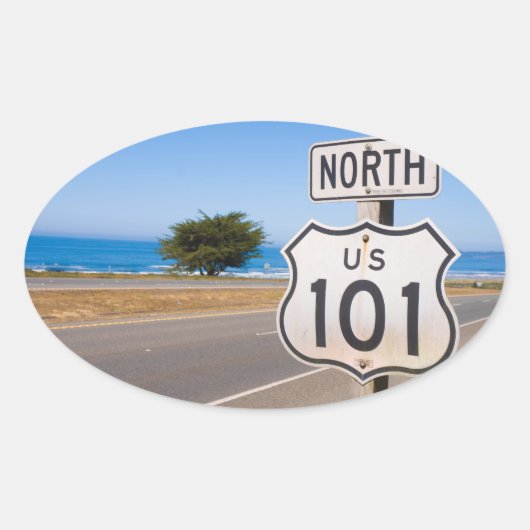 高速道路101北 楕円形シール (正面)