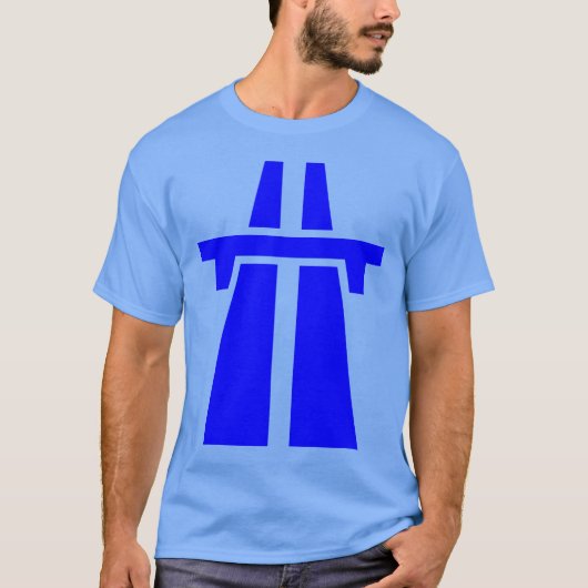 高速道路、高速道路、アウトバーン-青 Tシャツ (正面)