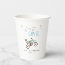 高速1ブルーダートバイク誕生日紙カップ