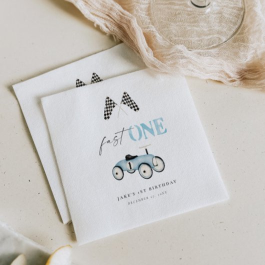 高速1レトロ車のライドオンブルー スタンダードカクテルナプキン