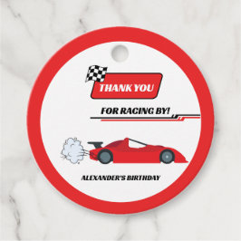 高速1赤レトロなレースカーテーマ少年の誕生日 フェイバータグ