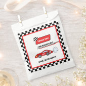 高速1赤レトロなレースカーテーマ少年の誕生日 フェイバーバッグ (クリップ留めされた状態)