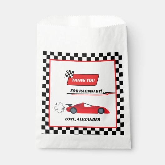 高速1赤レトロなレースカーテーマ少年の誕生日 フェイバーバッグ (正面)