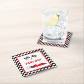 高速1赤レトロなレースカーテーマ少年の誕生日 ペーパーコースター (インサイチュ)