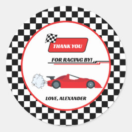 高速1赤レトロなレースカーテーマ少年の誕生日 ラウンドシール