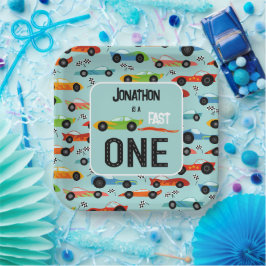 高速ONEレーサーをテーマにした第1誕生日パーティー ペーパープレート