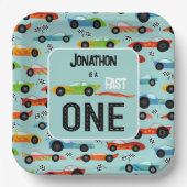 高速ONEレーサーをテーマにした第1誕生日パーティー ペーパープレート (正面)