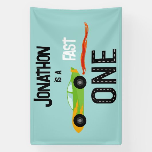 高速ONEレーサーをテーマにした第1誕生日パーティー 横断幕 (縦)