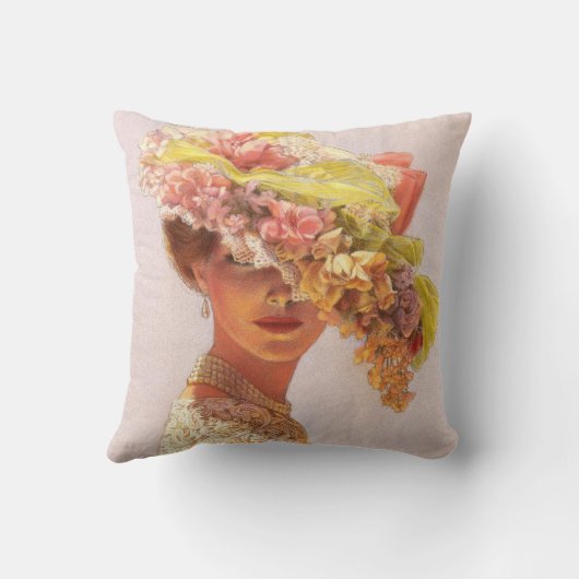 高雅な芸術の装飾の枕花の帽子のビクトリア時代の人の女性 クッション (裏面)