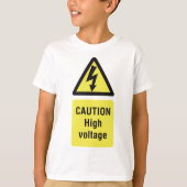 高電圧注意警告サイン Tシャツ (正面)