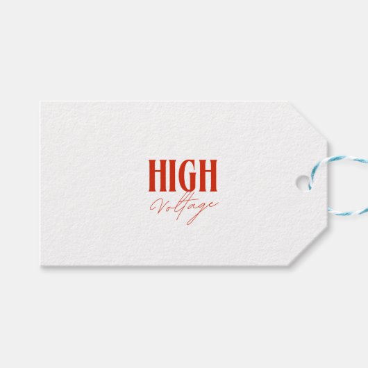 高電圧 – 電はっきりした気エネルギーデザイン ギフトタグ (正面(横))