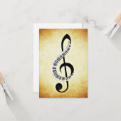 高音クレフ、 音符記号とピアノ鍵 カード (正面/裏面インサイチュ)