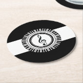 高音クレフ、 音符記号インピアノ鍵 ラウンドペーパーコースター (アングル)