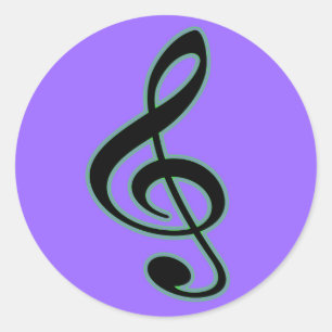 高音クレフ、 音符記号ステッカー ラウンドシール