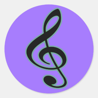 高音クレフ、 音符記号ステッカー ラウンドシール
