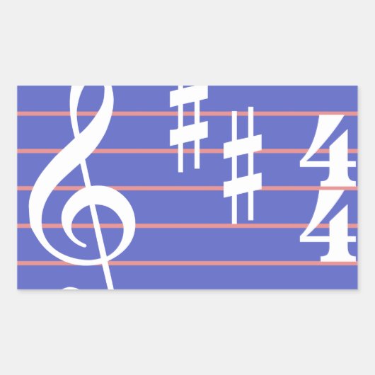 高音クレフ、 音符記号ステッカー 長方形シール (正面)