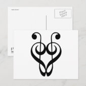 高音クレフ、 音符記号ハート（黒） ポストカード (正面/裏面)