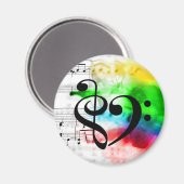 高音クレフ、 音符記号ベースクレフ、 音符記号ハート水色シート音楽 マグネット (正面/裏面)