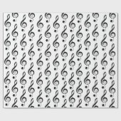 高音クレフ、 音符記号ミュージカル包装紙 ラッピングペーパー (フラット)