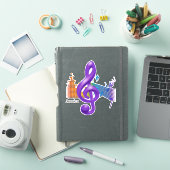 高音クレフ、 音符記号ミュージックシンボル鮮やかな色 シール (iPadカバー)