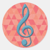 高音クレフ、 音符記号幾何三角形ティール(緑がかった色)とピン ラウンドシール (正面)