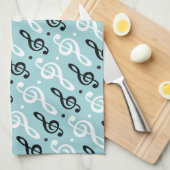 高音クレフ、 音符記号音楽ギフトミュージシャン先生バンド キッチンタオル (四つ折り)