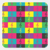 高音クレフ、 音符記号音楽シンボルパターンブライト スクエアシール (正面)