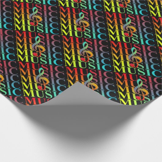 高音クレフ、 音符記号音楽タイポグラフィグラフィックカラフルス ラッピングペーパー (角)