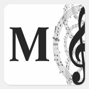 高音クレフ、 音符記号音符ミュージシャンモノグラム スクエアシール