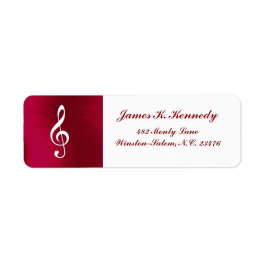 高音クレフ、 音符記号-差出人住所ラベル ラベル (正面)