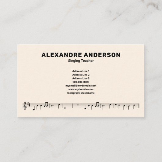高音クレフ、 音符記号&楽譜 – 歌先生 名刺 (裏面)