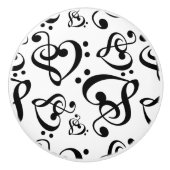 高音ベースクレフ、 音符記号ハート音符パターン セラミックノブ (正面)