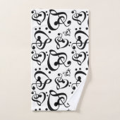 高音ベースクレフ、 音符記号ハート音符パターン バスタオルセット (ハンドタオル)