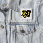 高音域と低音クレフ、 音符記号ミュージカルハート黄 缶バッジ (インサイチュ)