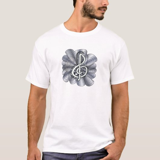 高音記号 シルバー カスタマイズ可能 Tシャツ (正面)